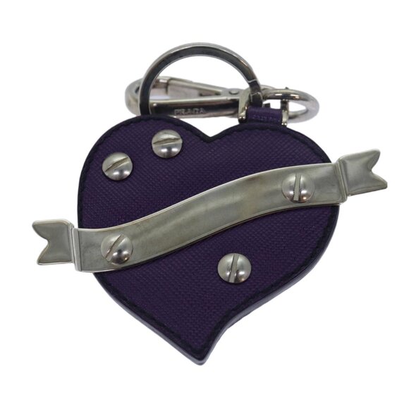 Prada Saffiano Leather Heart Keychain Bag Charm - Picture 1 of 3